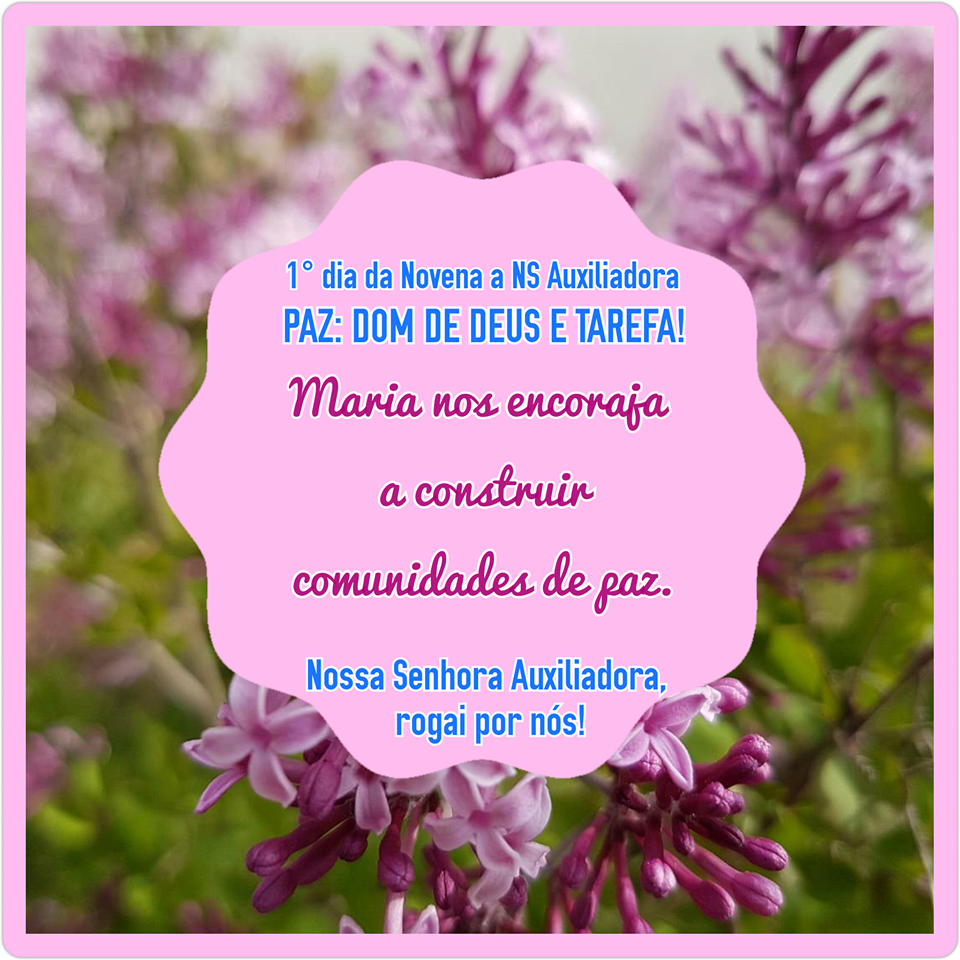 Novena: 1° dia - 11 de maio (5° feira) PAZ: DOM DE DEUS E TAREFA!