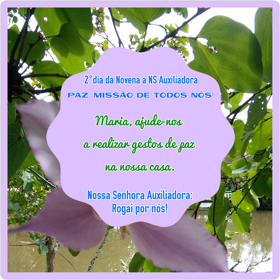 Novena: 2° dia - 12 de maio (6° feira): PAZ: MISSÃO DE TODOS NÓS!